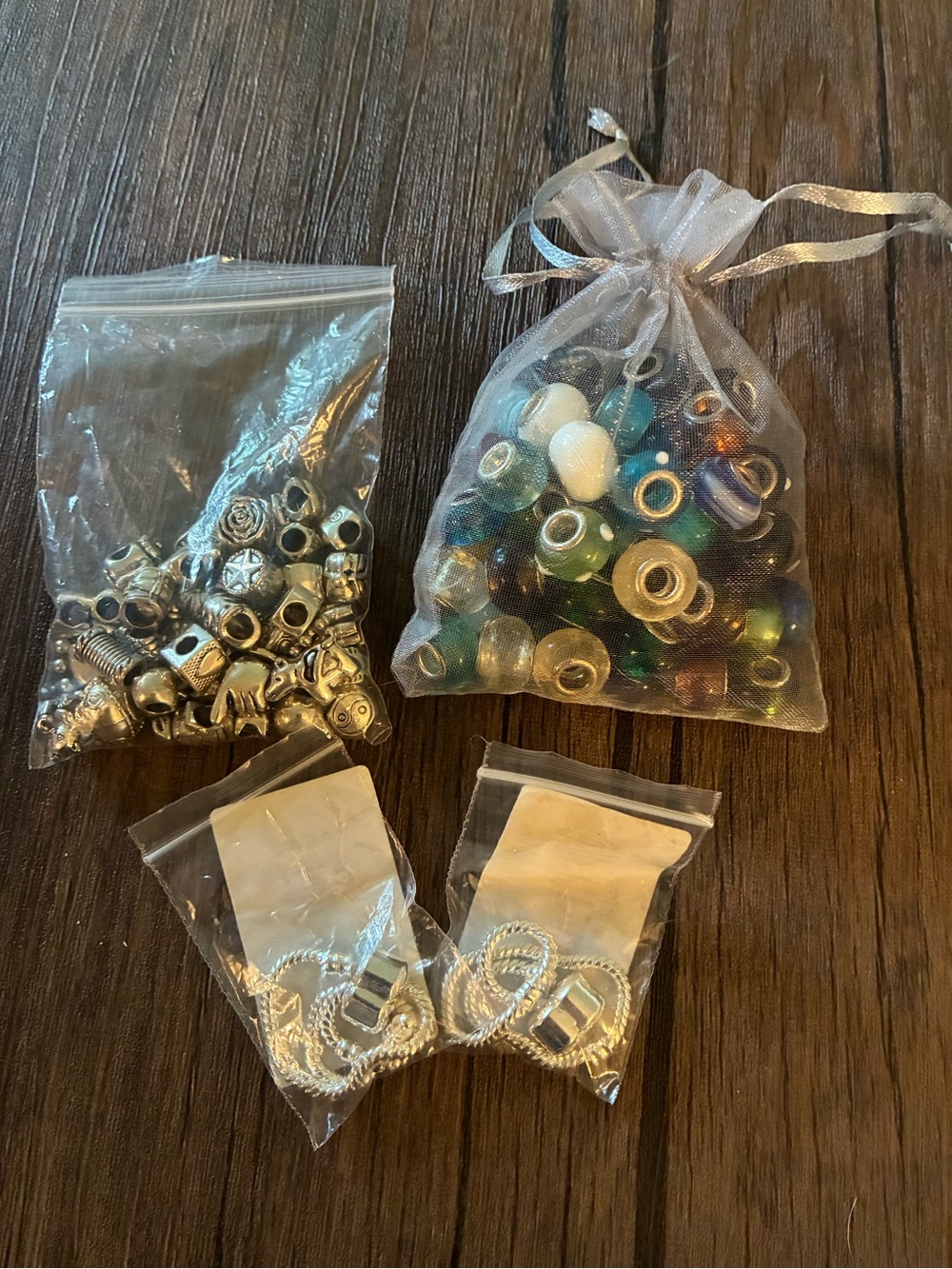 Mixed Glass and Metal Spacer Beads Charm Bracelet Supply Bundle